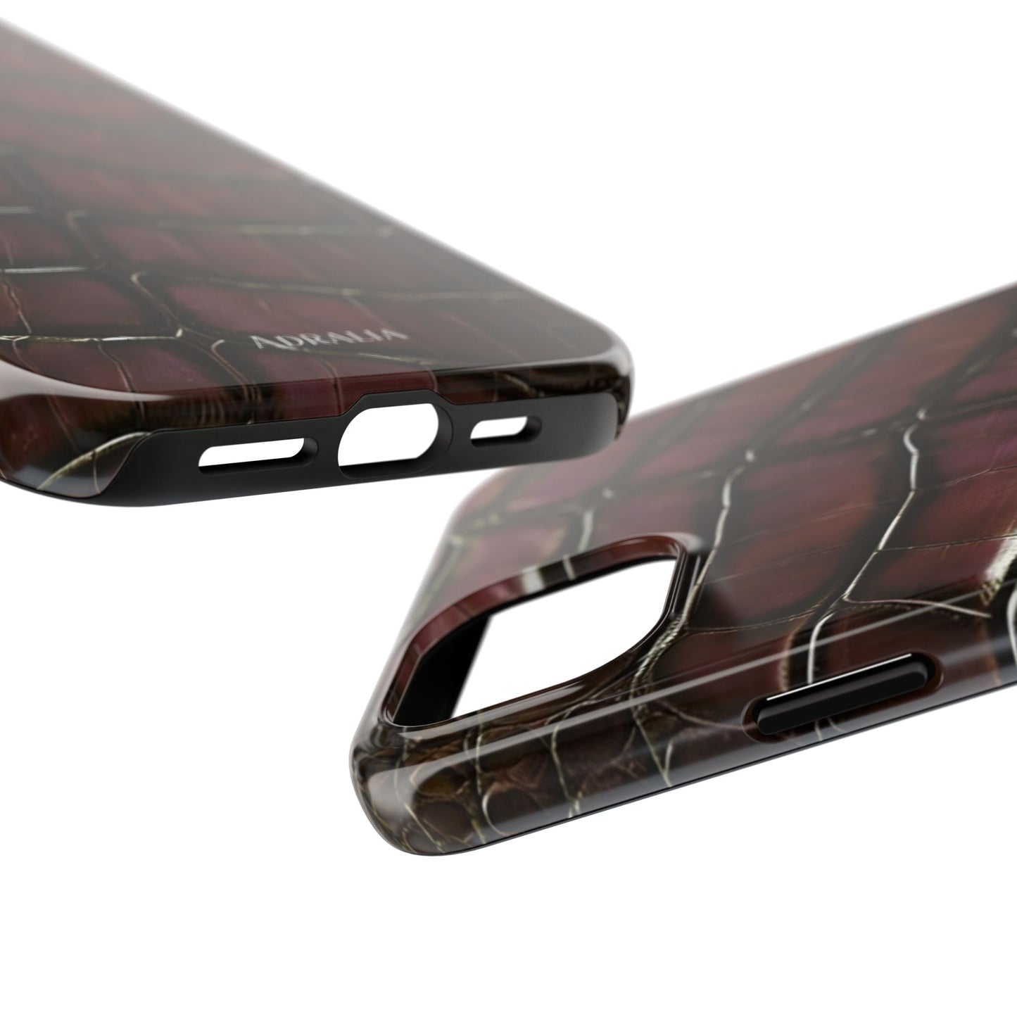 Croc-Embossed Tough Phone Case — Burgundy Faux Alligator with ADRALIA Accent