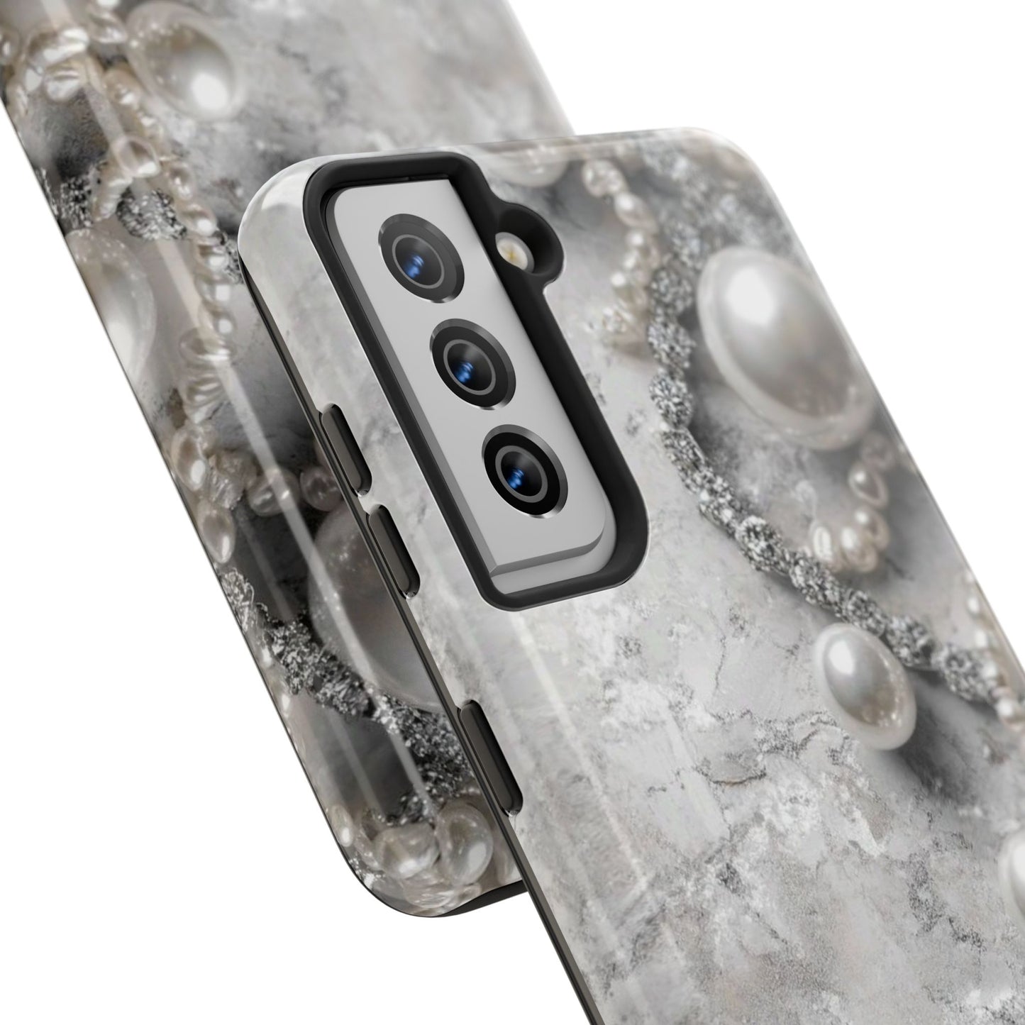 Pearl Luxe Tough Phone Case — Elegant Pearl & Crystal Protective Cover