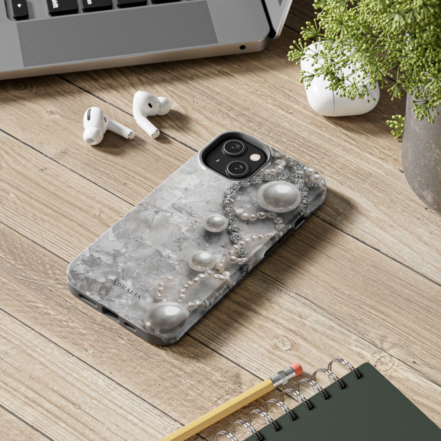 Pearl Luxe Tough Phone Case — Elegant Pearl & Crystal Protective Cover