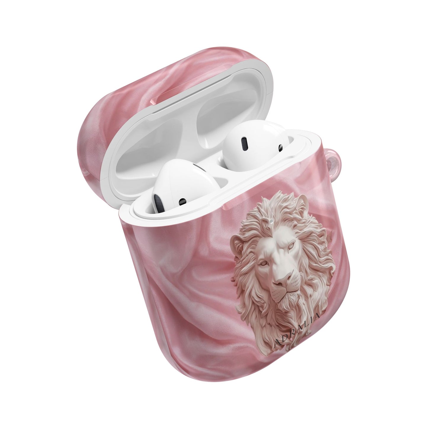 Pink Marble Lion AirPod Case — Elegant Protective Cover