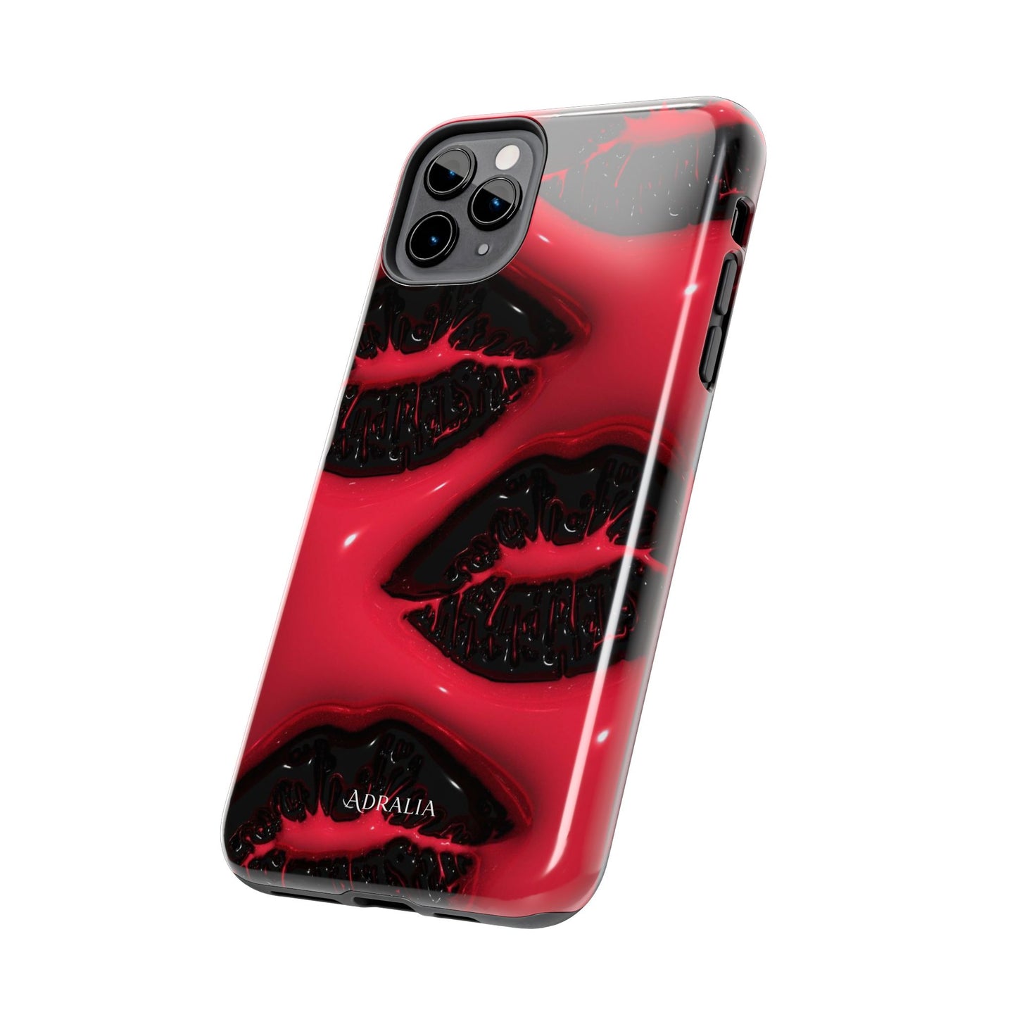 Tough Phone Case – Red Gloss Kiss Print, Shockproof Protective Cover