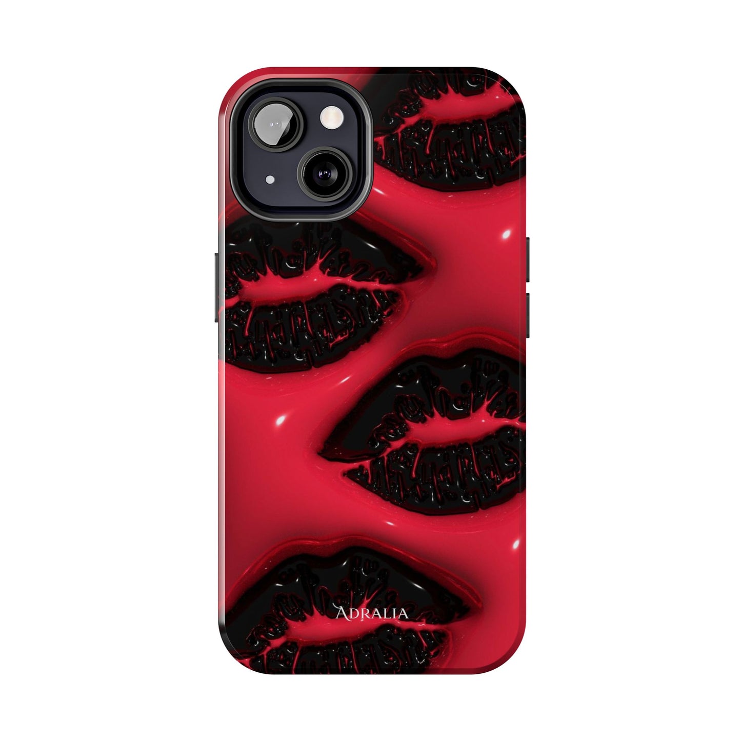 Tough Phone Case – Red Gloss Kiss Print, Shockproof Protective Cover