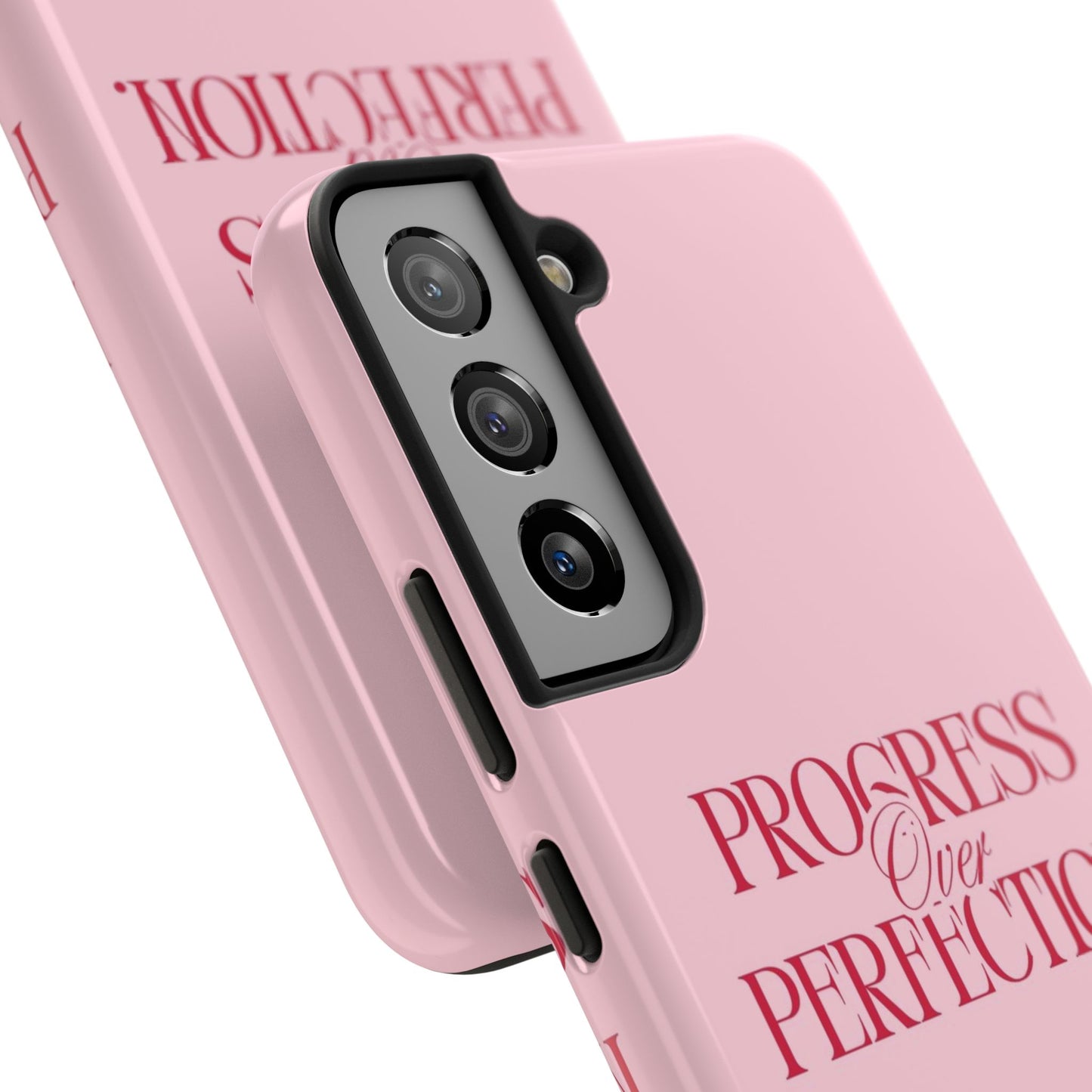 Progress Over Perfection Tough Phone Case — Pink Inspirational Protective Cover