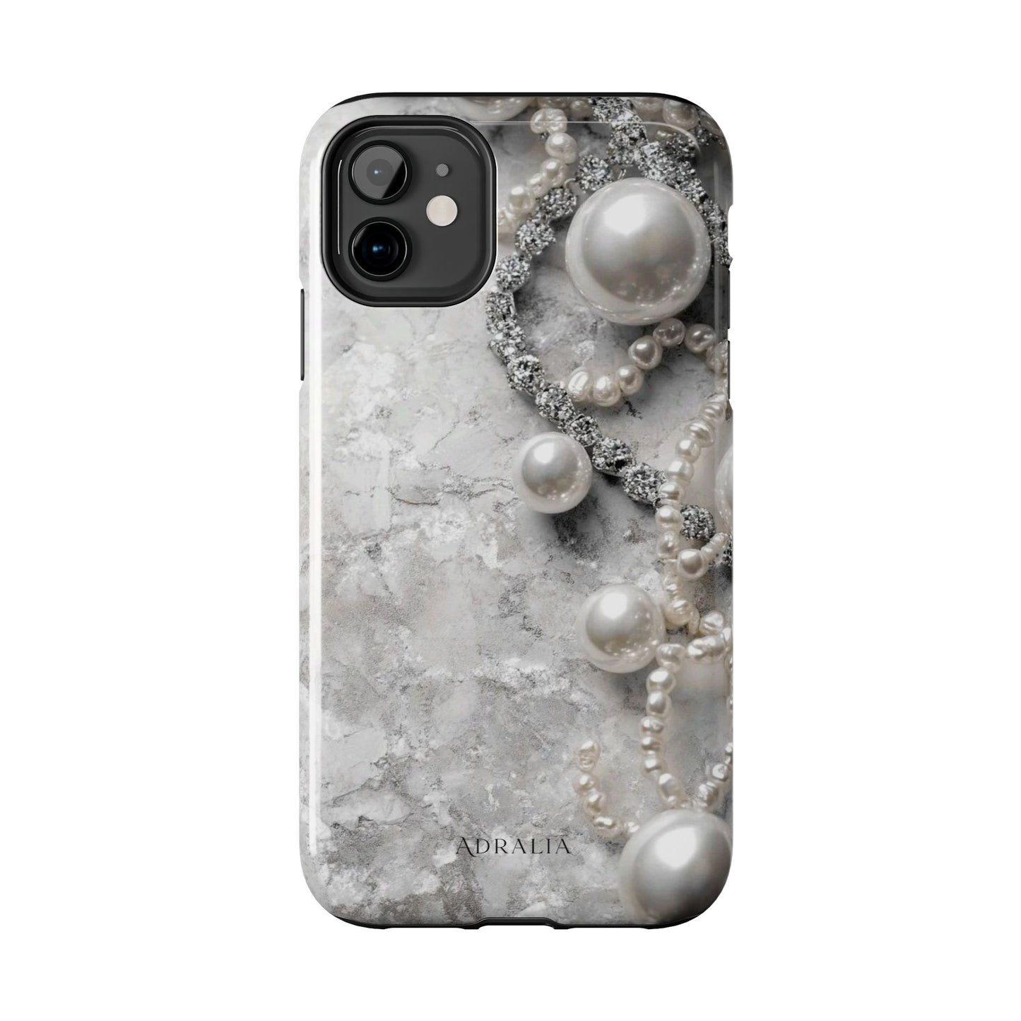 Pearl Luxe Tough Phone Case — Elegant Pearl & Crystal Protective Cover
