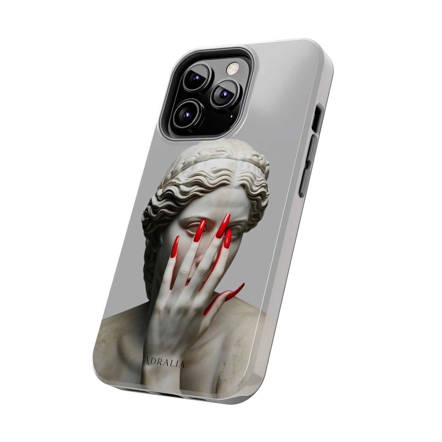 Statue with Red Nails Phone Case — Moody Classical Art Protective Case