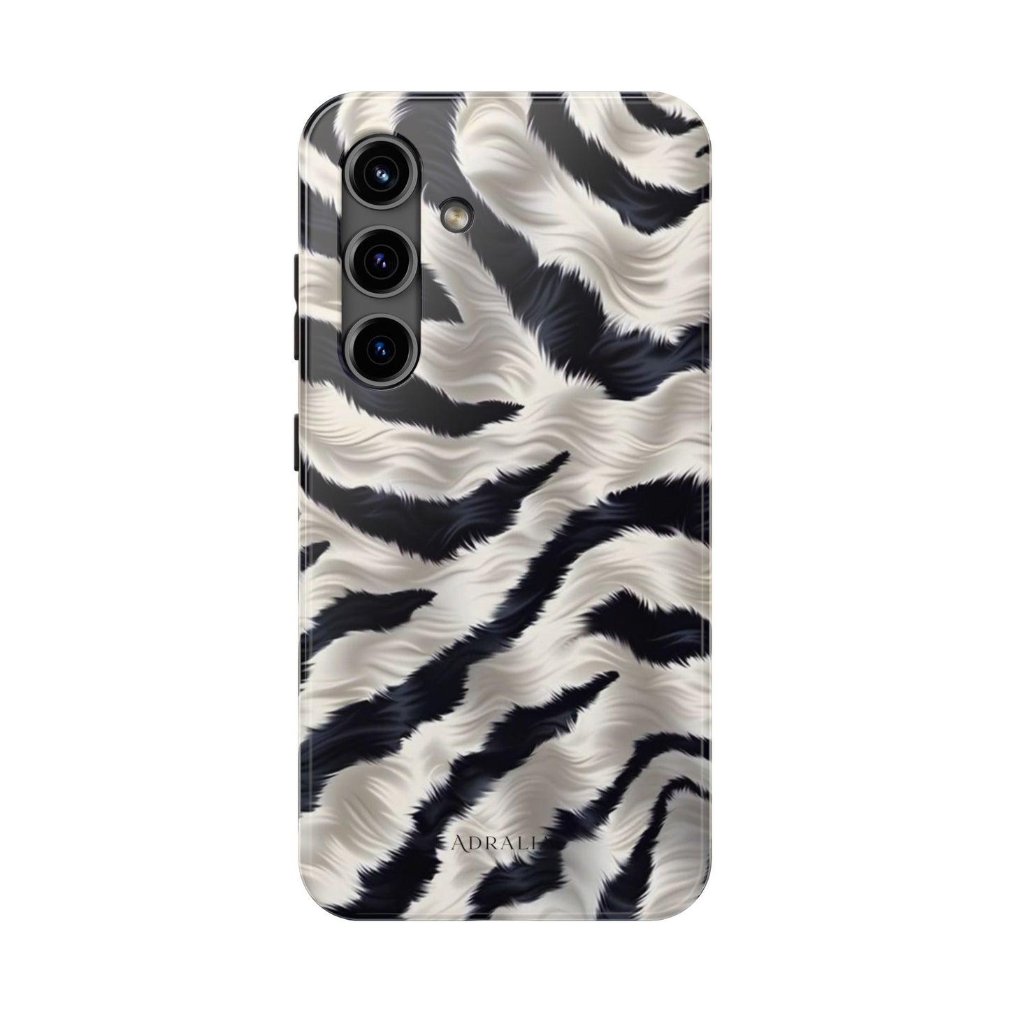 Faux Fur Zebra Tough Phone Case — Black & Ivory Animal Print