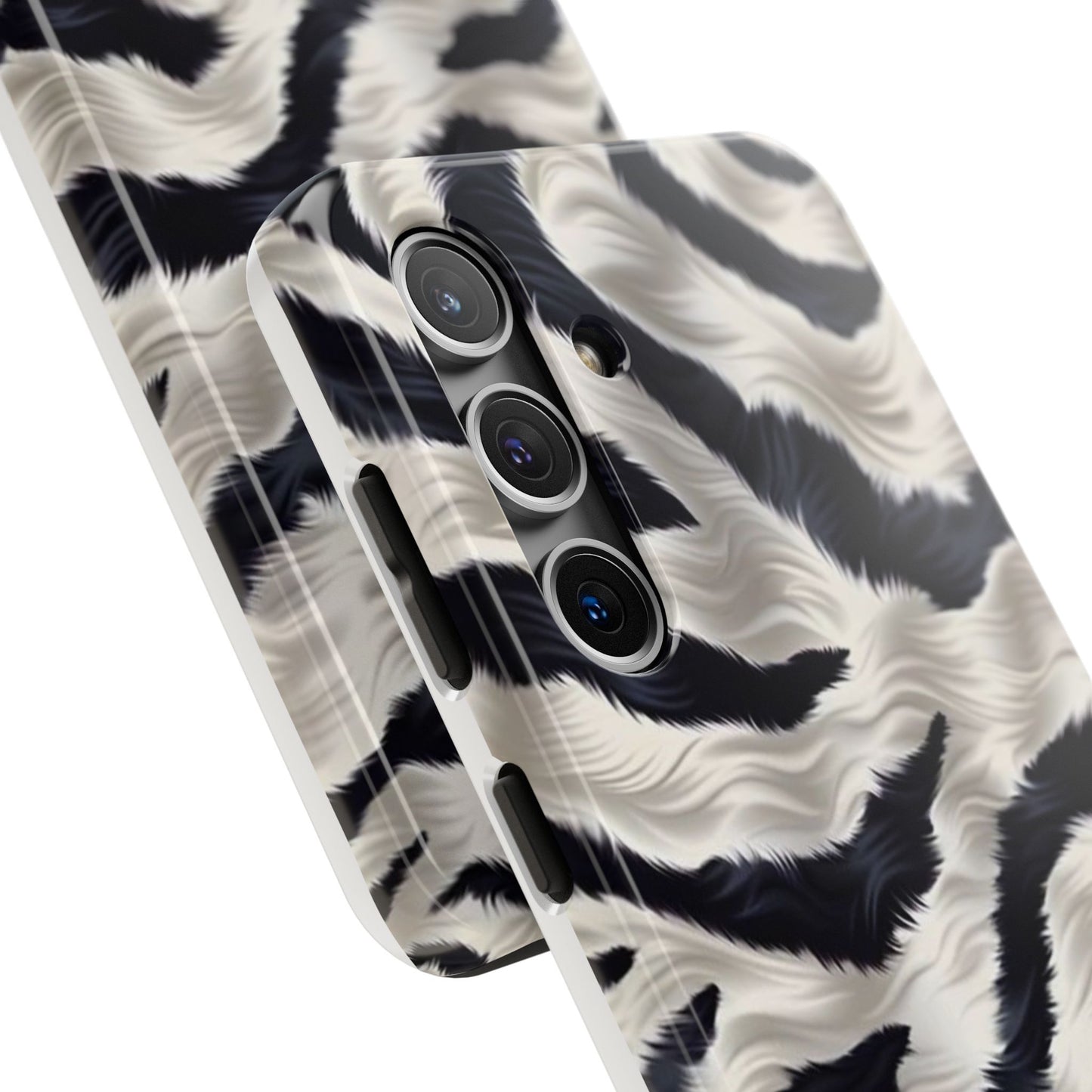 Faux Fur Zebra Tough Phone Case — Black & Ivory Animal Print