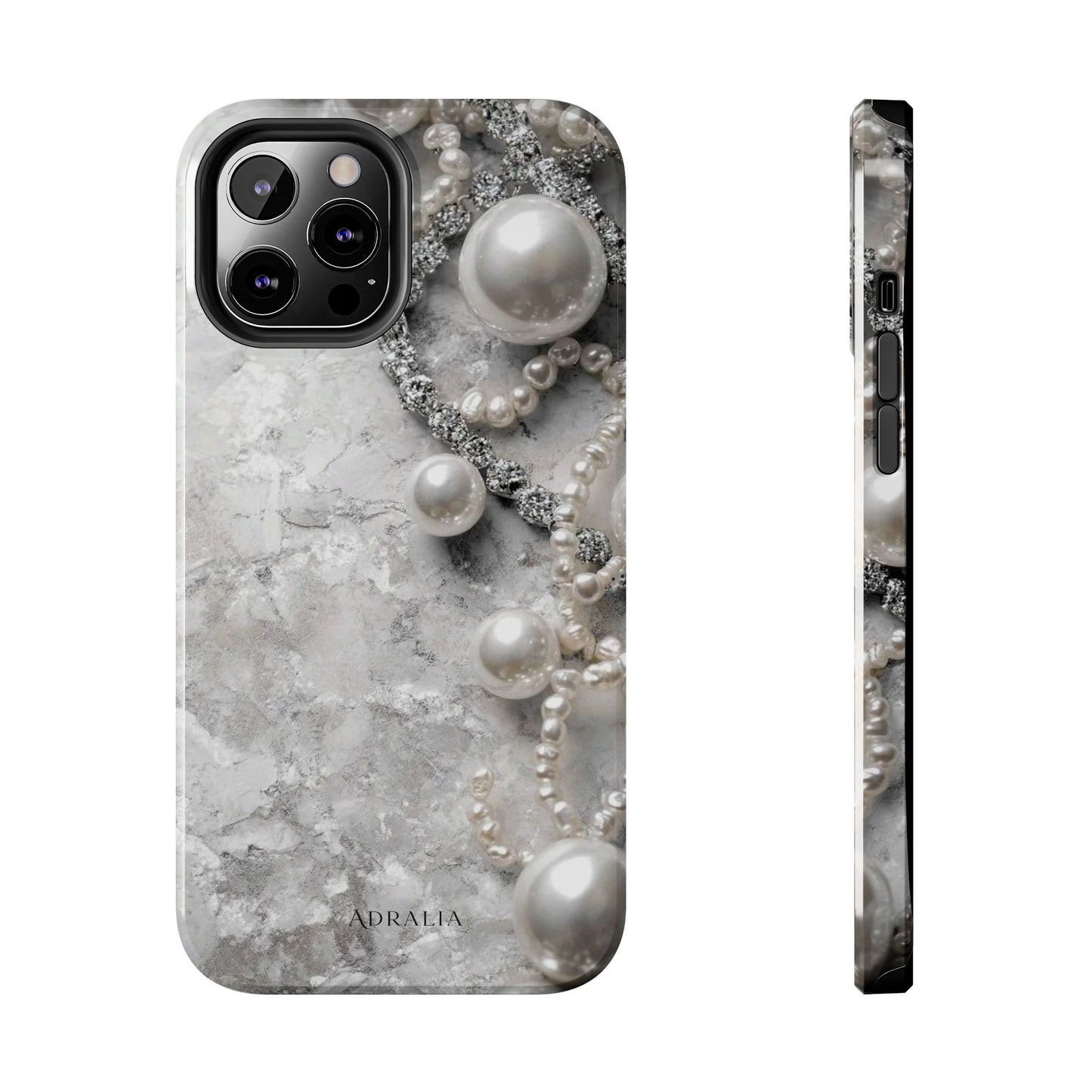 Pearl Luxe Tough Phone Case — Elegant Pearl & Crystal Protective Cover