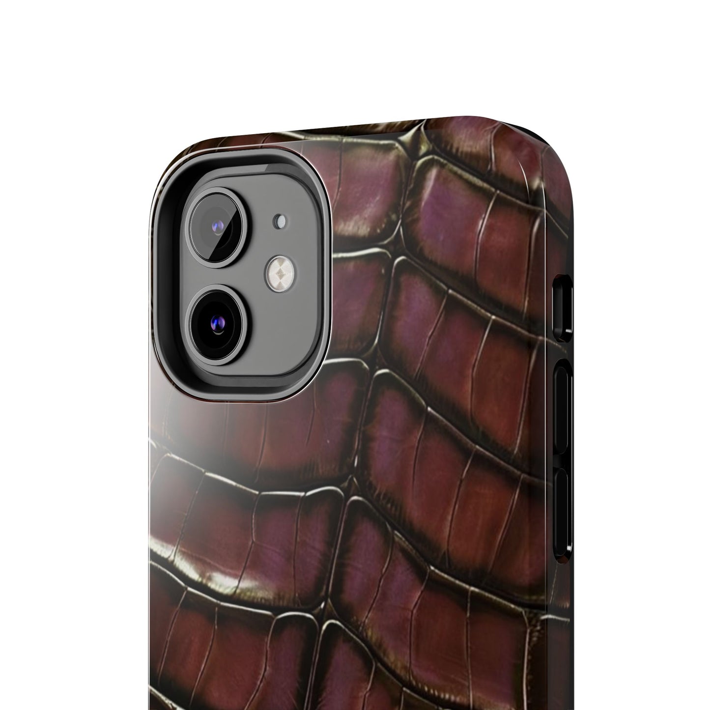 Croc-Embossed Tough Phone Case — Burgundy Faux Alligator with ADRALIA Accent