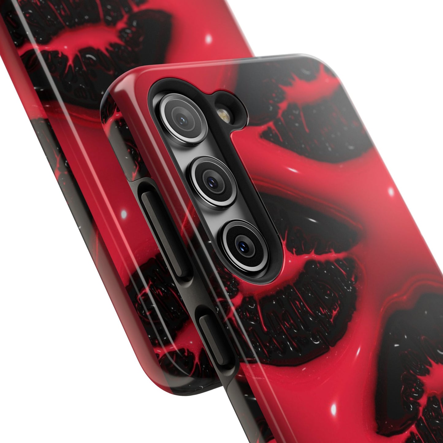 Tough Phone Case – Red Gloss Kiss Print, Shockproof Protective Cover