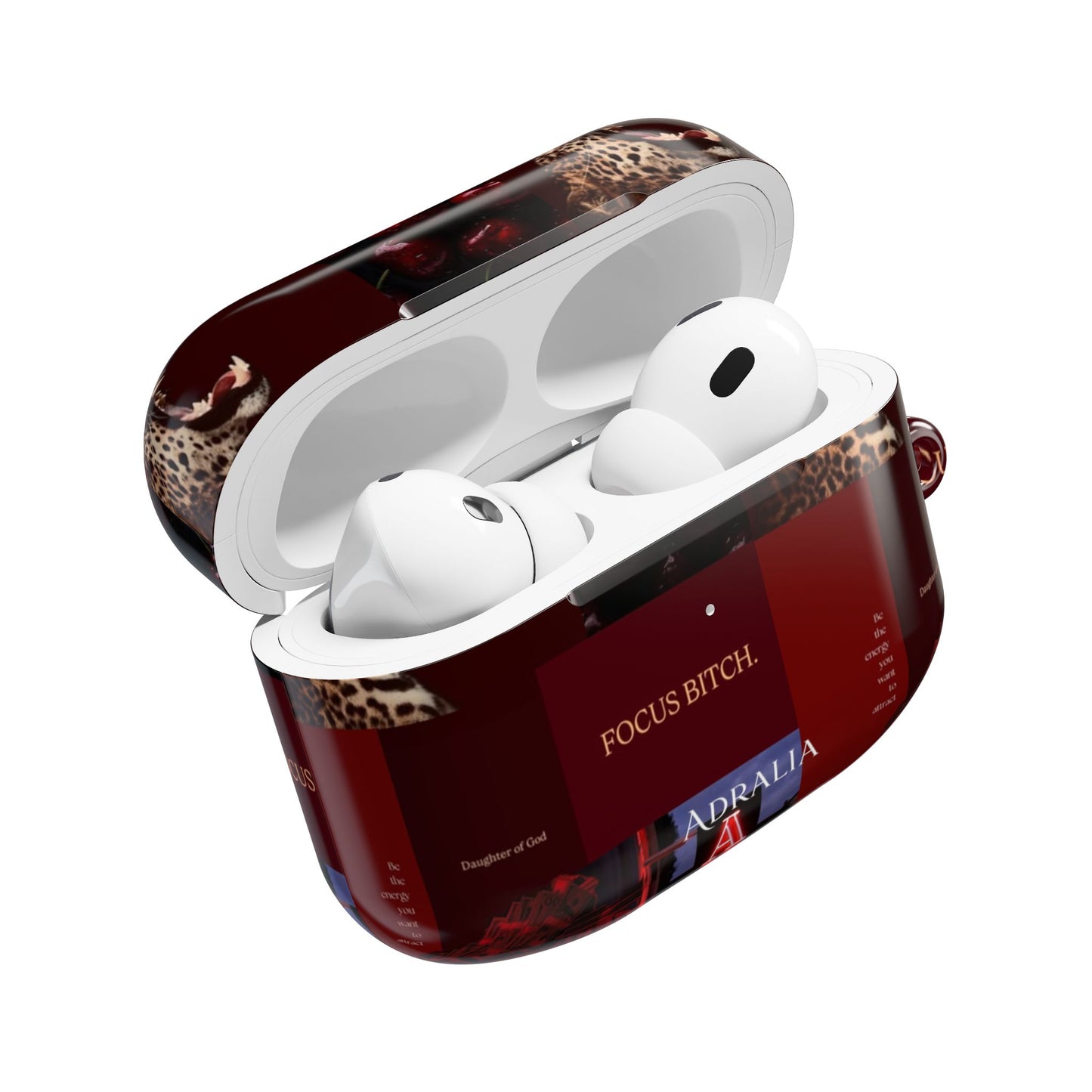 Focus Bitch AirPod Case — Red Leopard Graphic Protective Cover