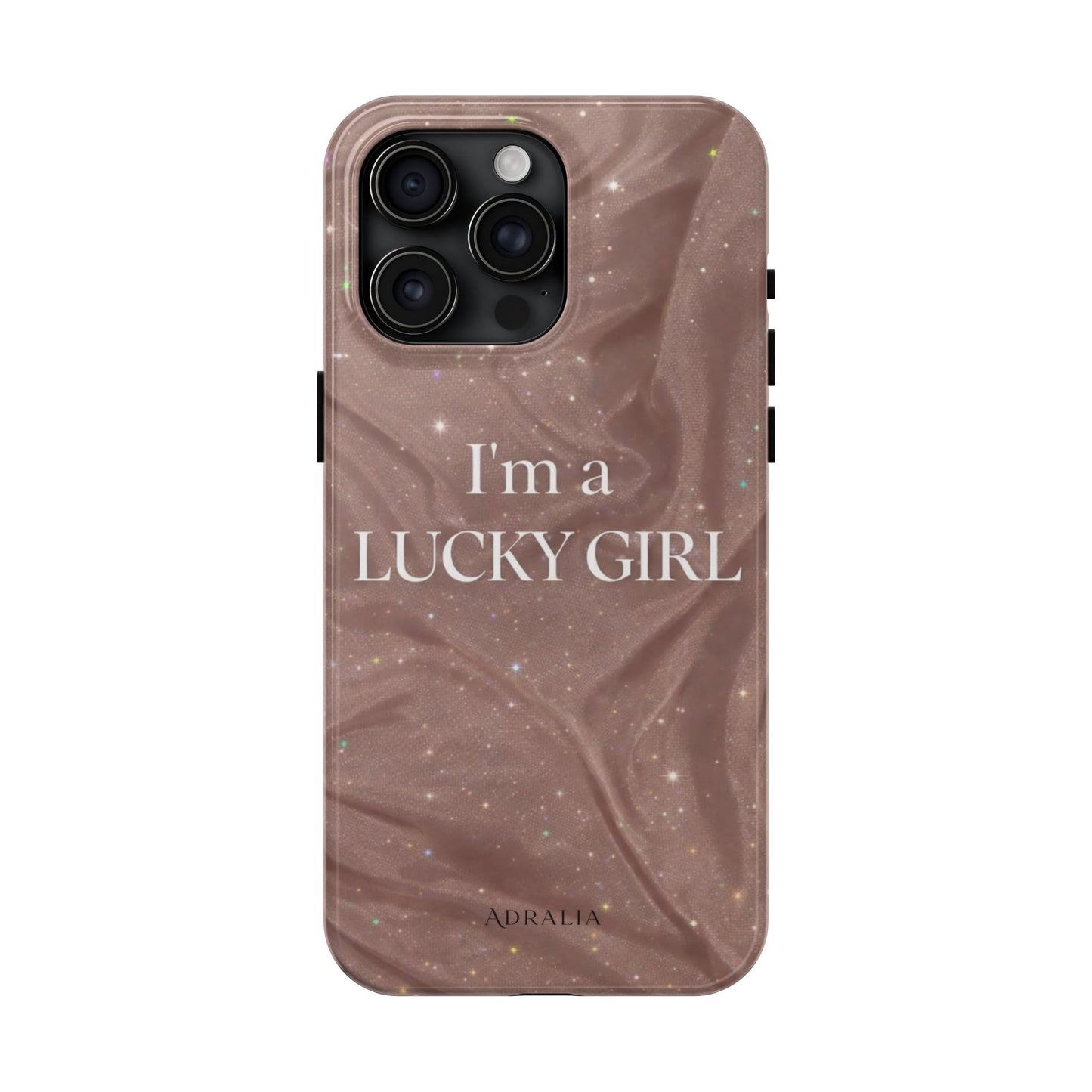 I'm a Lucky Girl Tough Phone Case – Sparkling Rose Marble Protective Cover