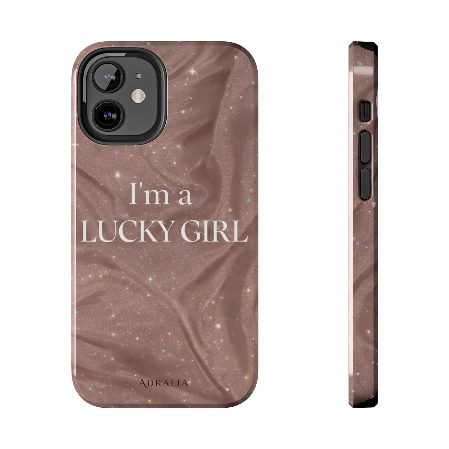 I'm a Lucky Girl Tough Phone Case – Sparkling Rose Marble Protective Cover