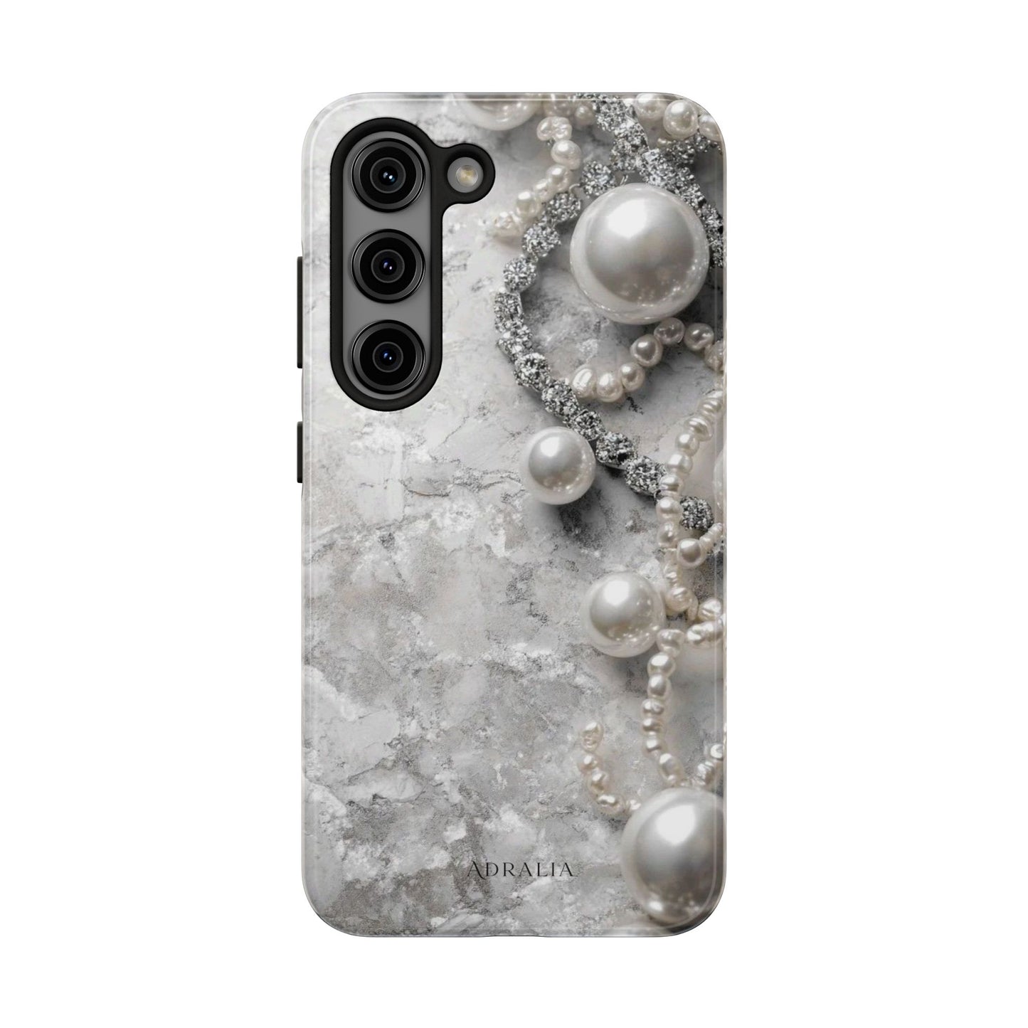 Pearl Luxe Tough Phone Case — Elegant Pearl & Crystal Protective Cover