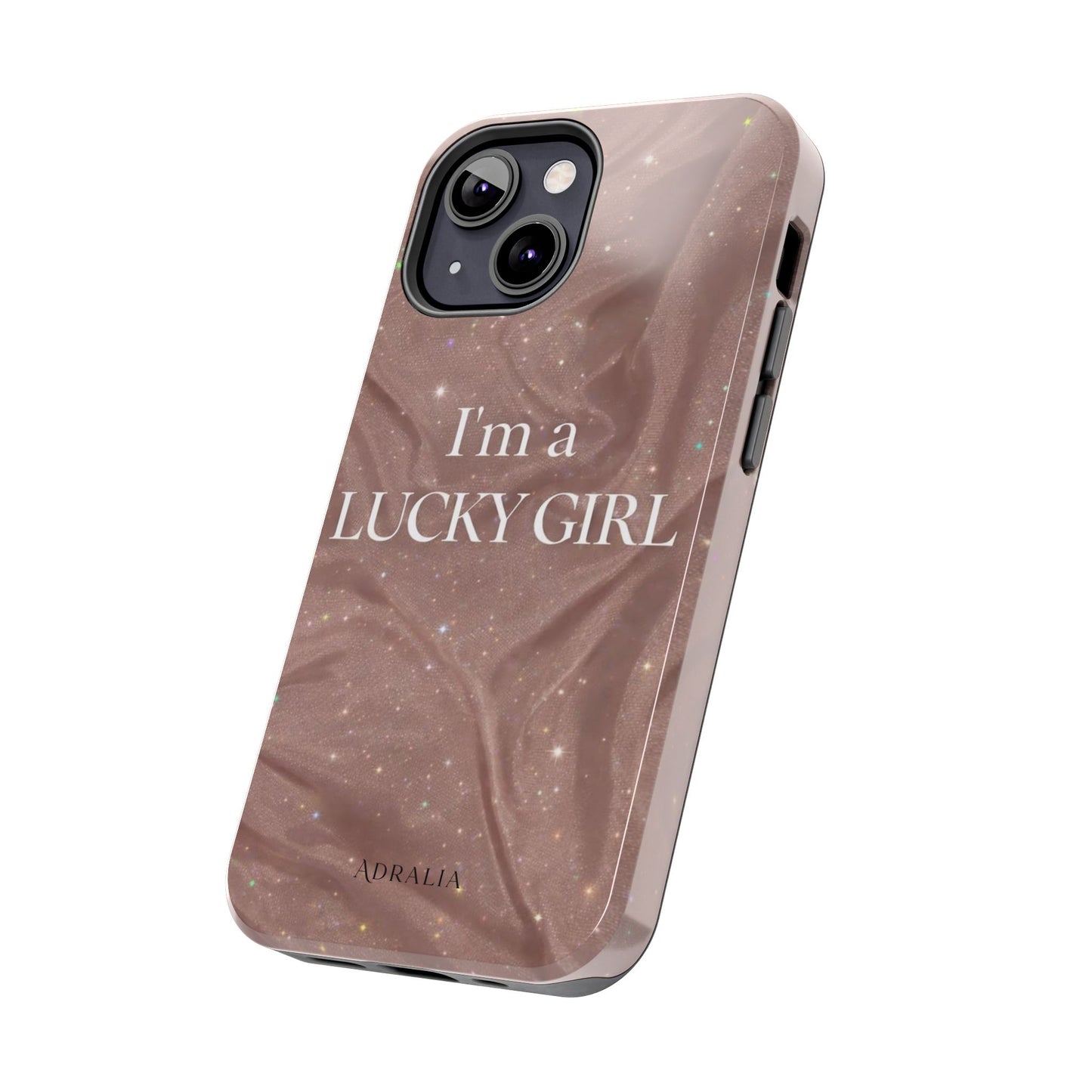 I'm a Lucky Girl Tough Phone Case – Sparkling Rose Marble Protective Cover