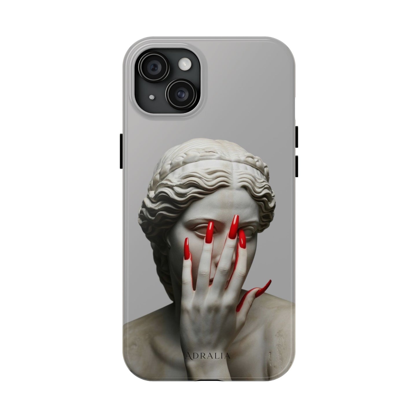 Statue with Red Nails Phone Case — Moody Classical Art Protective Case
