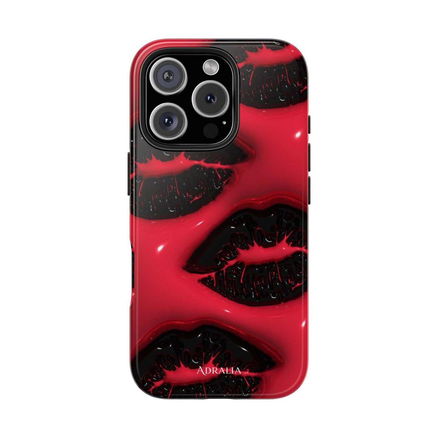 Tough Phone Case – Red Gloss Kiss Print, Shockproof Protective Cover