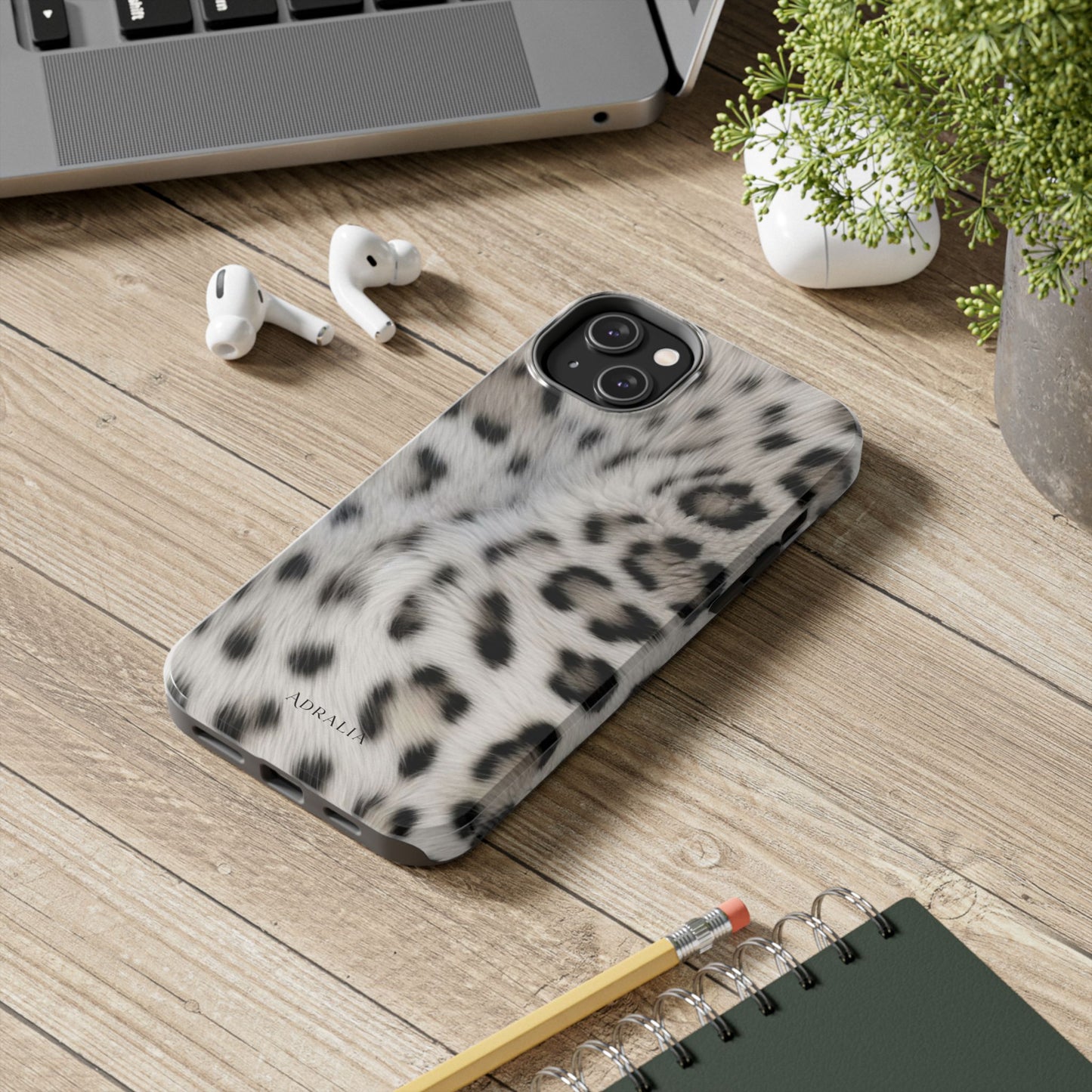 Leopard Fur Tough Phone Case — White Snow Cheetah Protective Cover