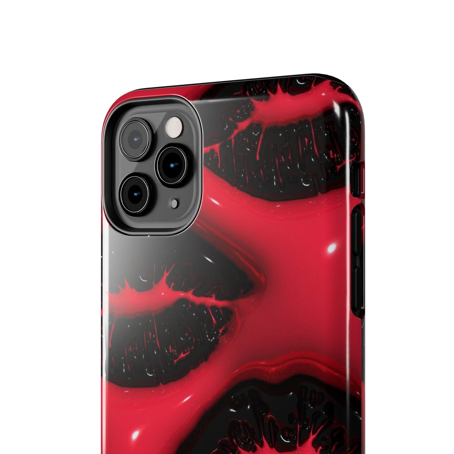 Tough Phone Case – Red Gloss Kiss Print, Shockproof Protective Cover