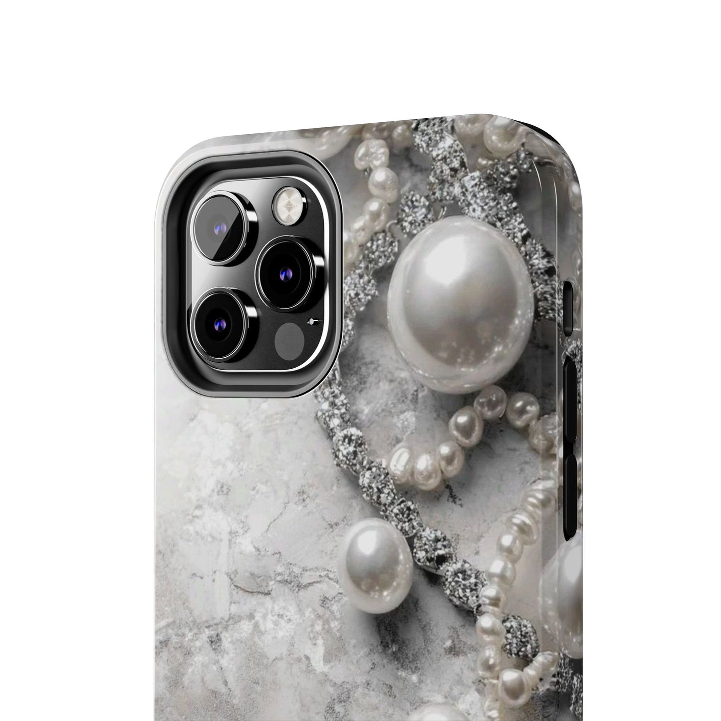 Pearl Luxe Tough Phone Case — Elegant Pearl & Crystal Protective Cover