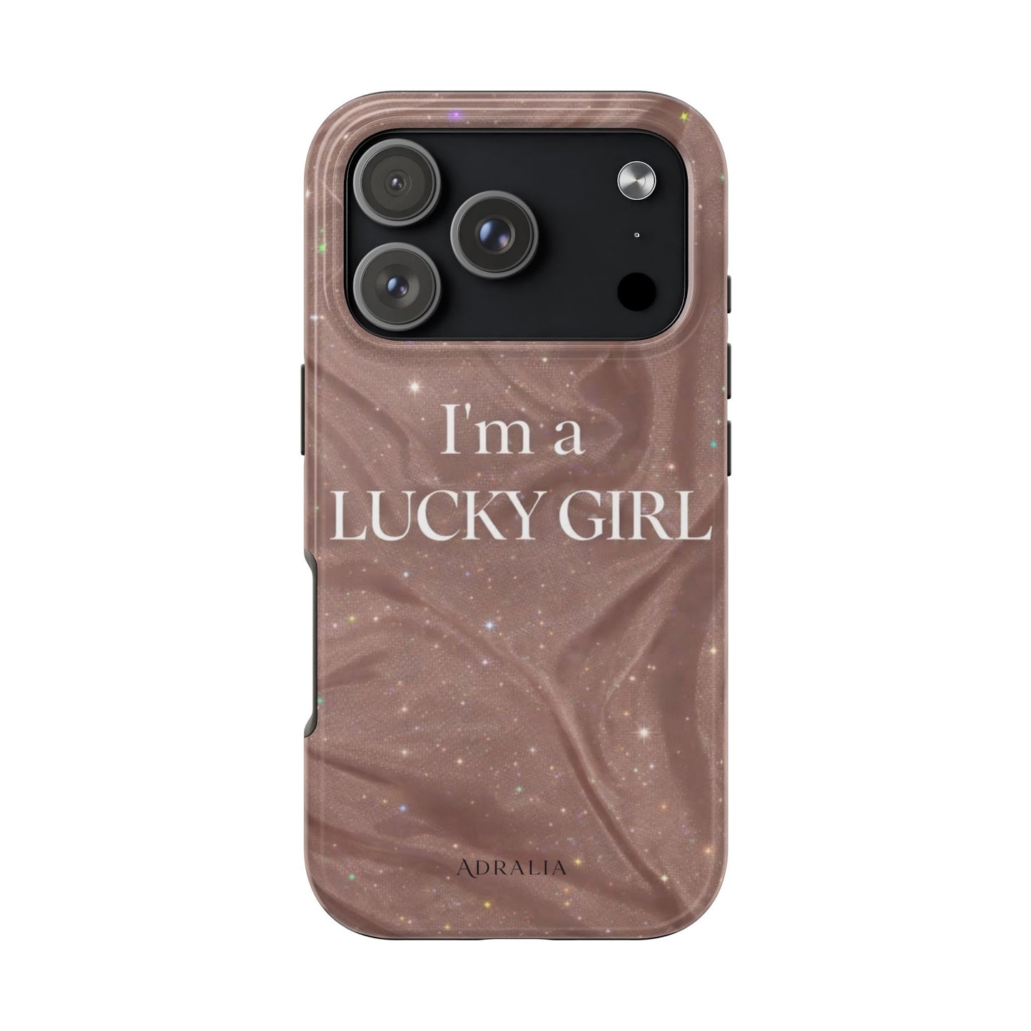 I'm a Lucky Girl Tough Phone Case – Sparkling Rose Marble Protective Cover