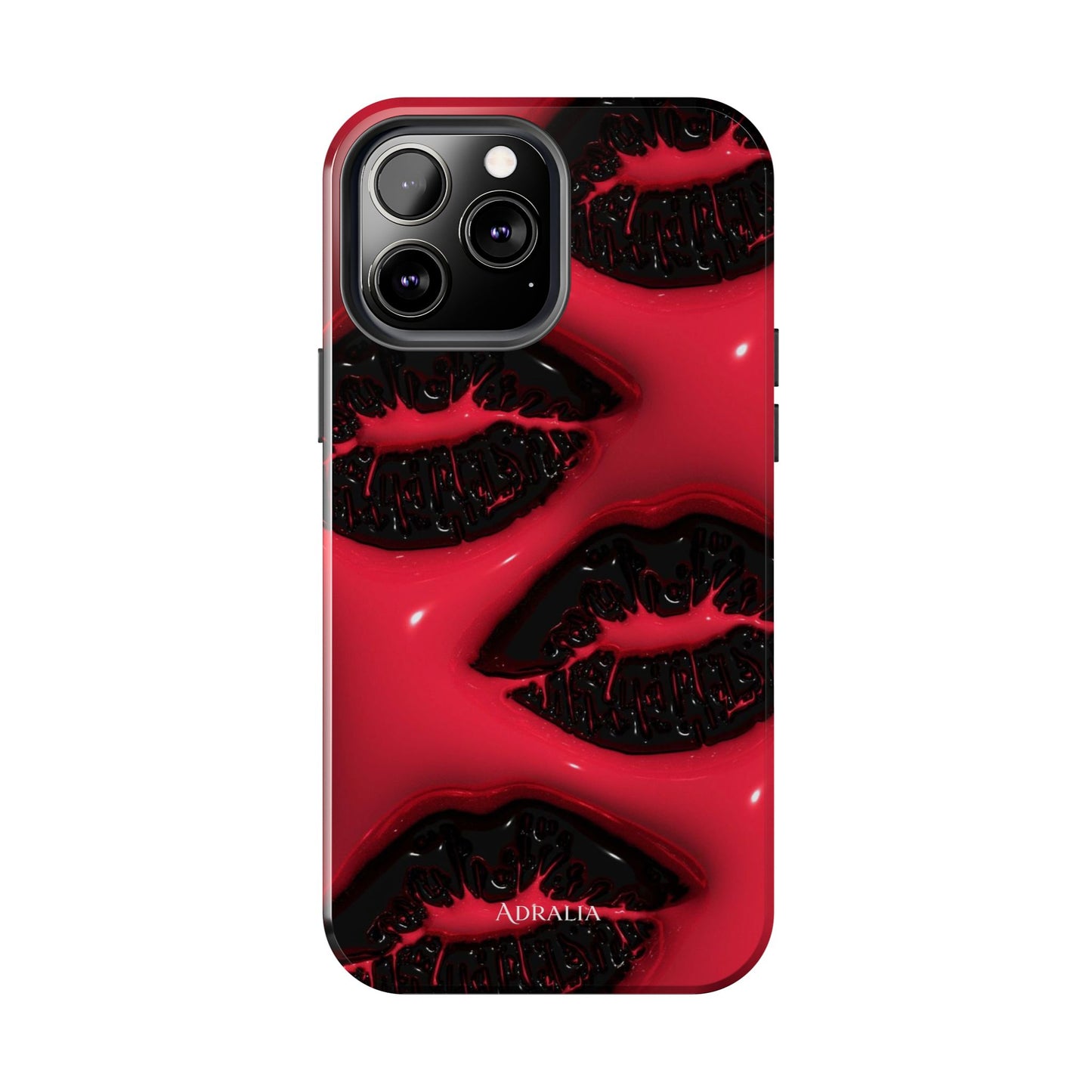Tough Phone Case – Red Gloss Kiss Print, Shockproof Protective Cover
