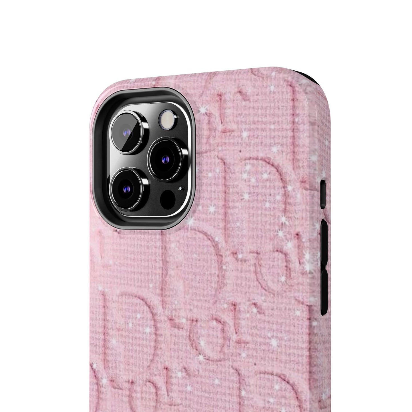 Pink Embossed Tough Phone Case – 'Adralia' Glitter Monogram Protective Cover