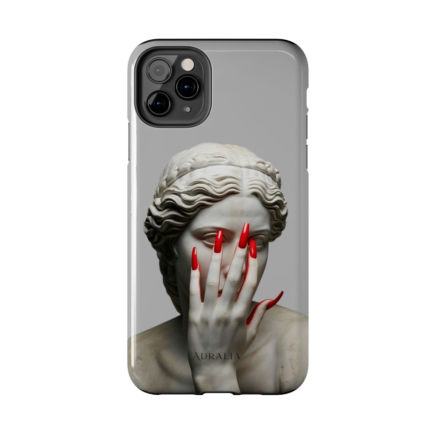 Statue with Red Nails Phone Case — Moody Classical Art Protective Case