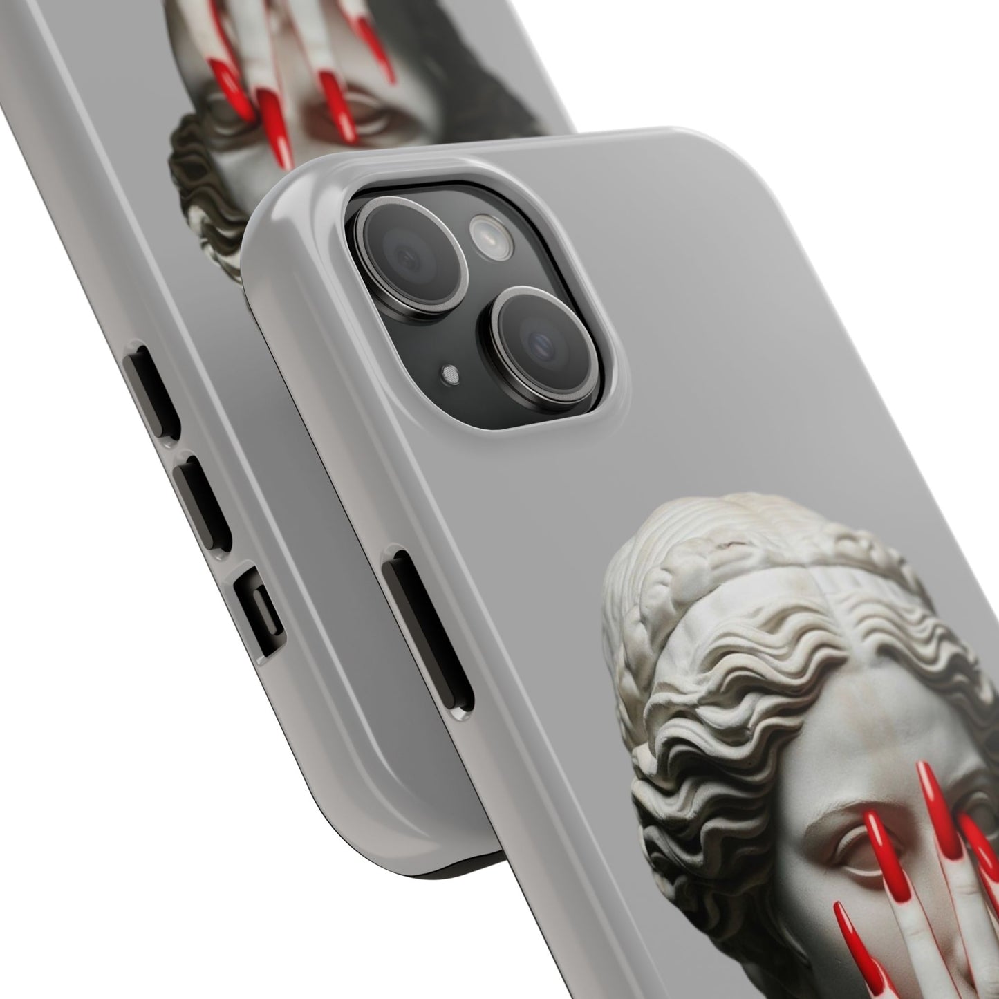 Statue with Red Nails Phone Case — Moody Classical Art Protective Case