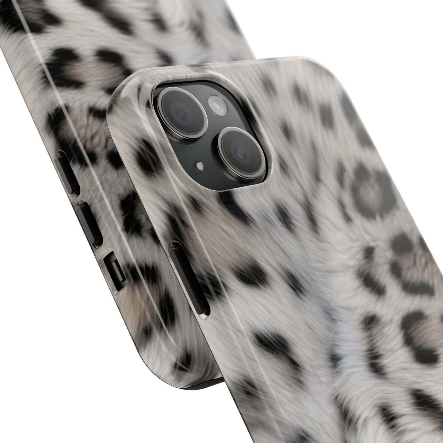 Leopard Fur Tough Phone Case — White Snow Cheetah Protective Cover