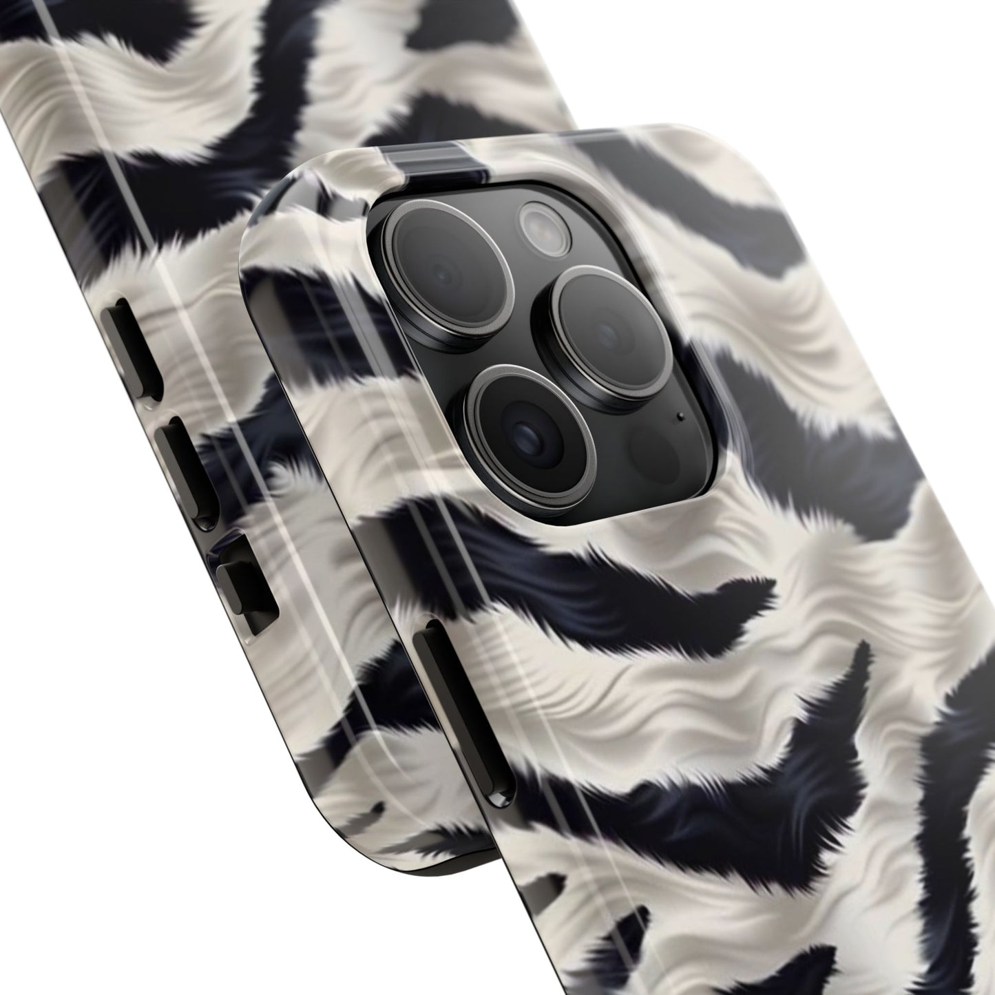 Faux Fur Zebra Tough Phone Case — Black & Ivory Animal Print