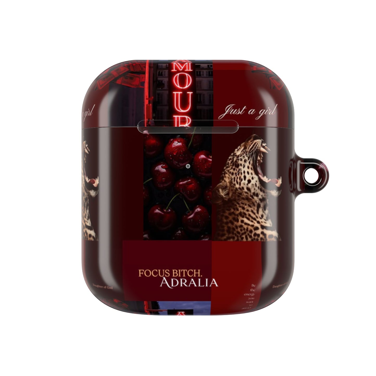 Focus Bitch AirPod Case — Red Leopard Graphic Protective Cover