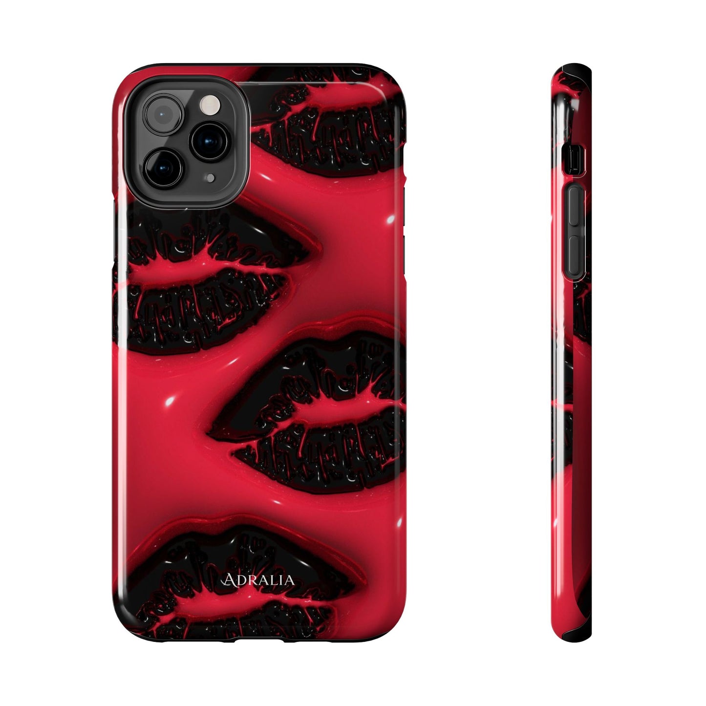 Tough Phone Case – Red Gloss Kiss Print, Shockproof Protective Cover