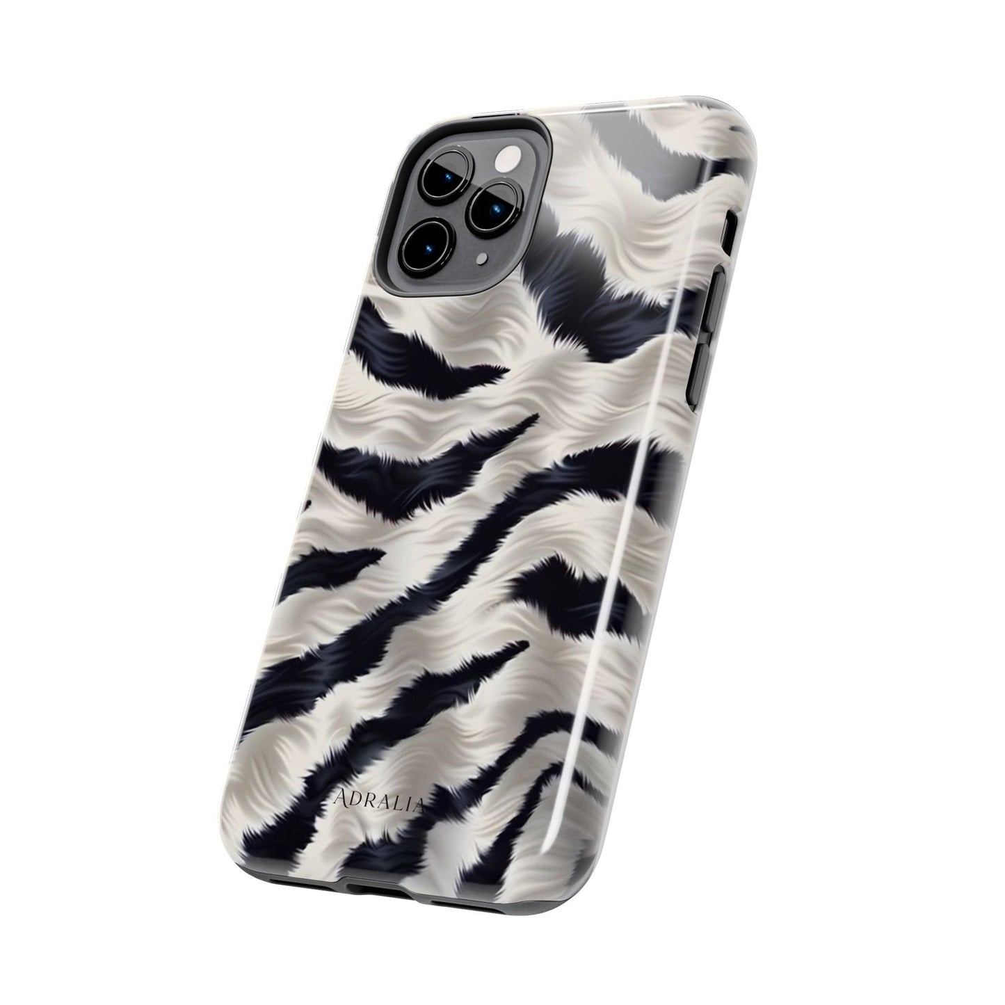 Faux Fur Zebra Tough Phone Case — Black & Ivory Animal Print