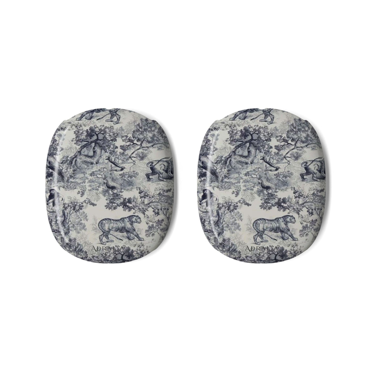Toile Pattern AirPods Max Shell Case — Vintage Blue Grey Headphone Covers