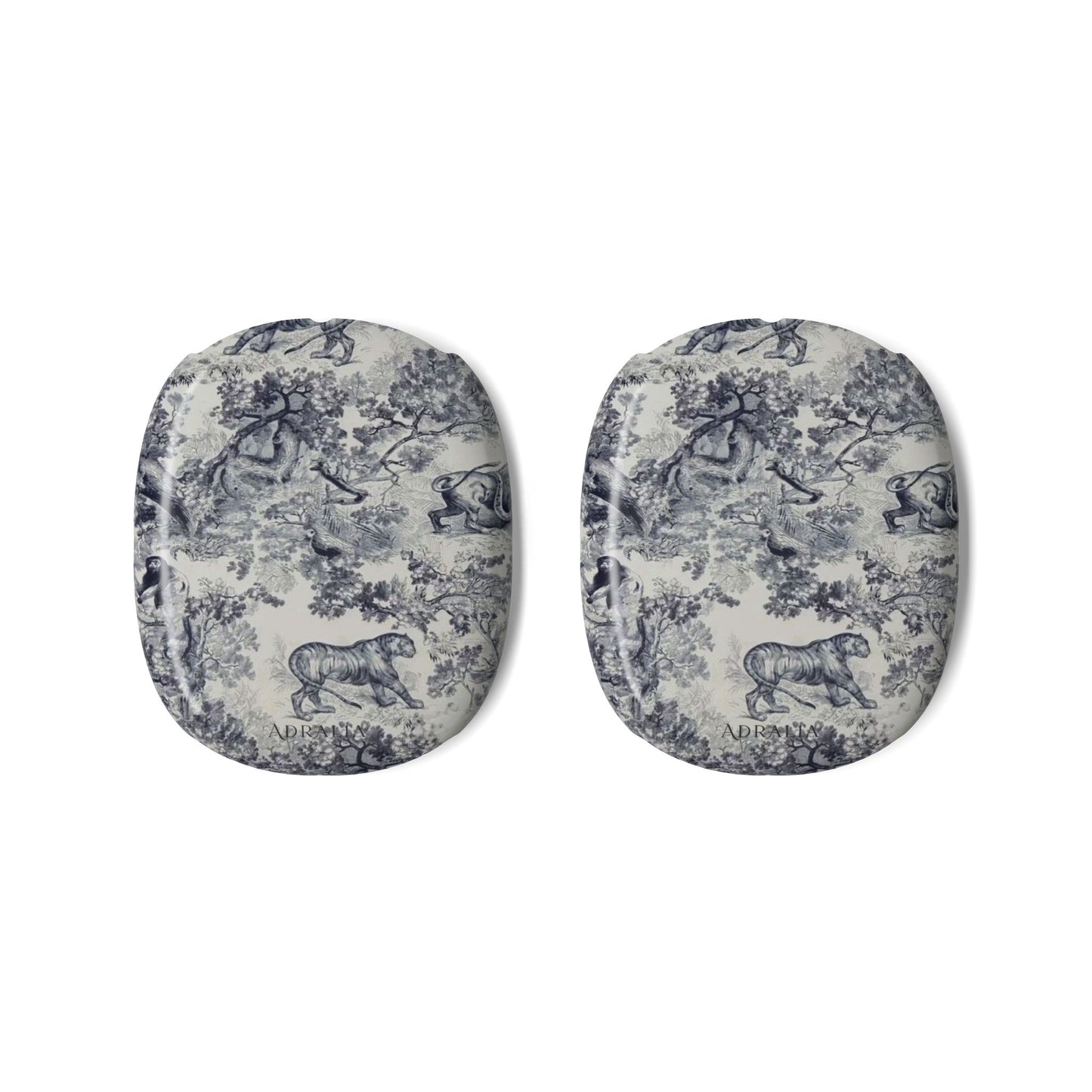 Toile Pattern AirPods Max Shell Case — Vintage Blue Grey Headphone Covers