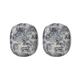 Toile Pattern AirPods Max Shell Case — Vintage Blue Grey Headphone Covers
