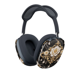 Funda para AirPods Max — Elegante diseño floral vintage dorado y perla