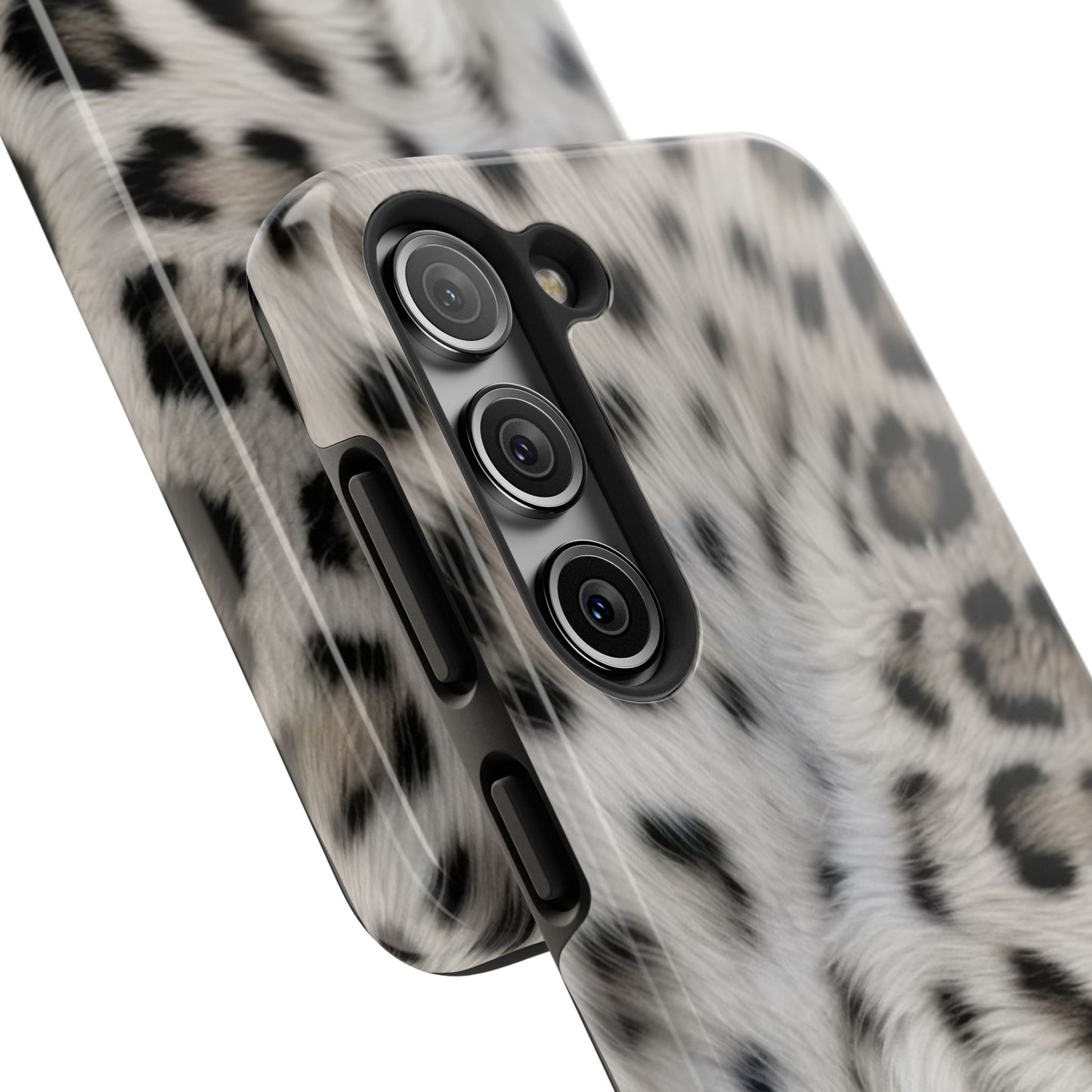 Leopard Fur Tough Phone Case — White Snow Cheetah Protective Cover