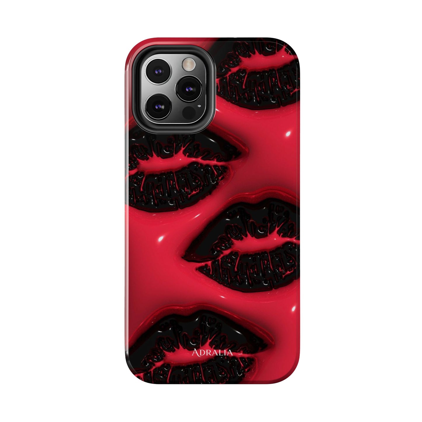 Tough Phone Case – Red Gloss Kiss Print, Shockproof Protective Cover
