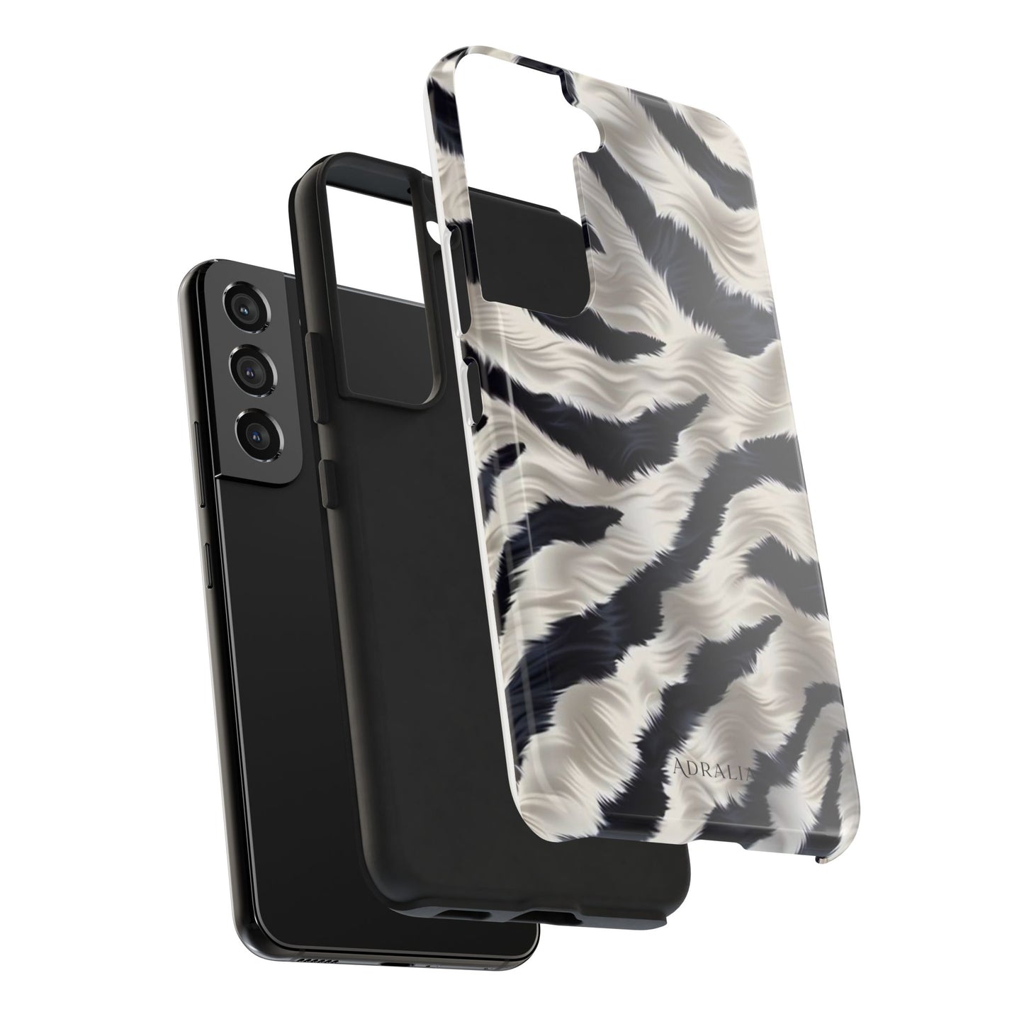 Faux Fur Zebra Tough Phone Case — Black & Ivory Animal Print