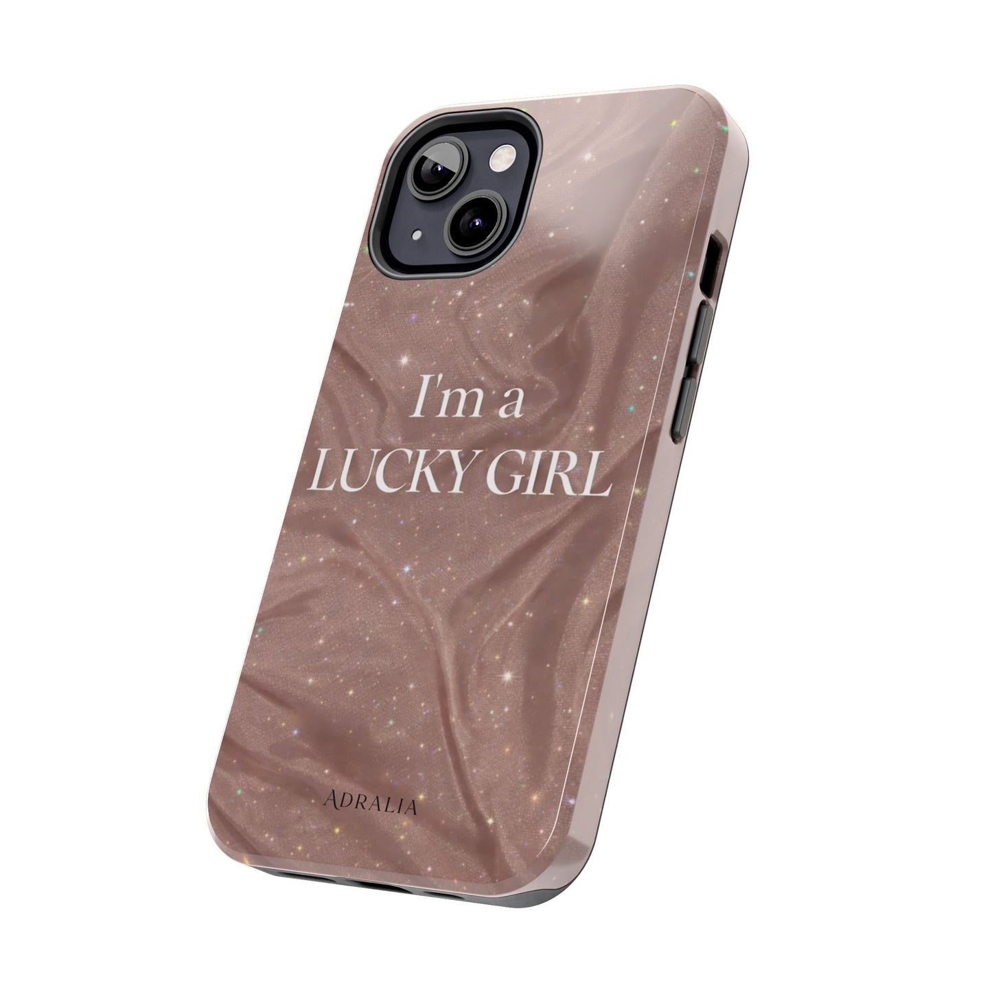 I'm a Lucky Girl Tough Phone Case – Sparkling Rose Marble Protective Cover