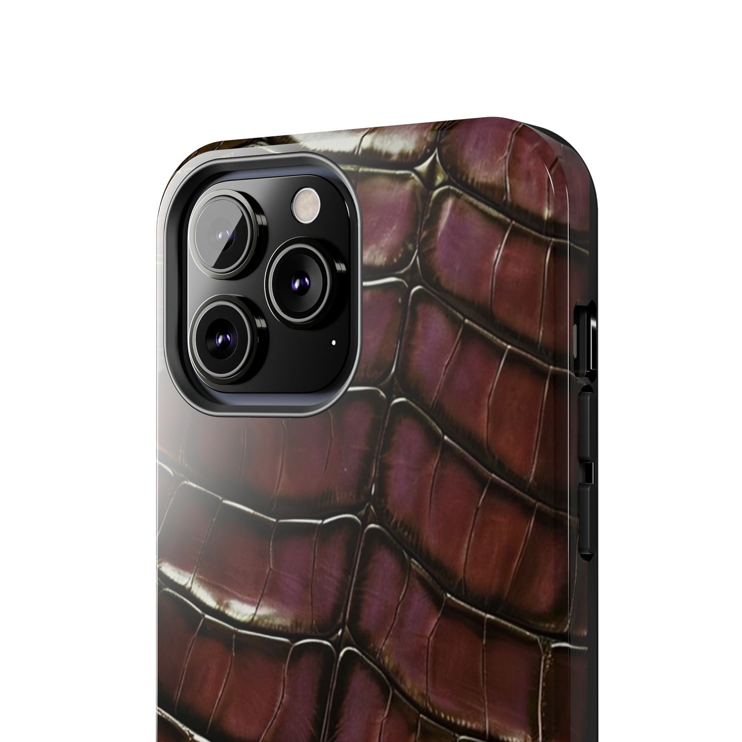 Croc-Embossed Tough Phone Case — Burgundy Faux Alligator with ADRALIA Accent