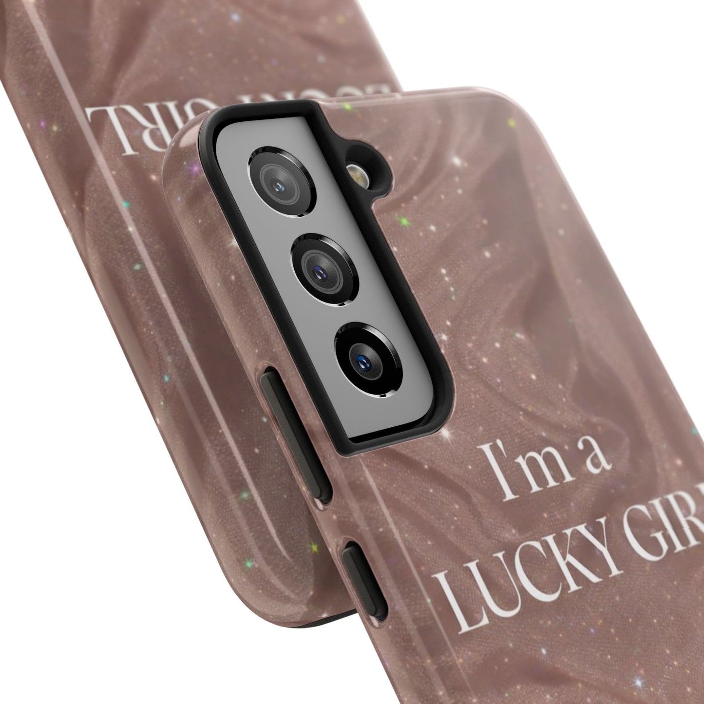 I'm a Lucky Girl Tough Phone Case – Sparkling Rose Marble Protective Cover