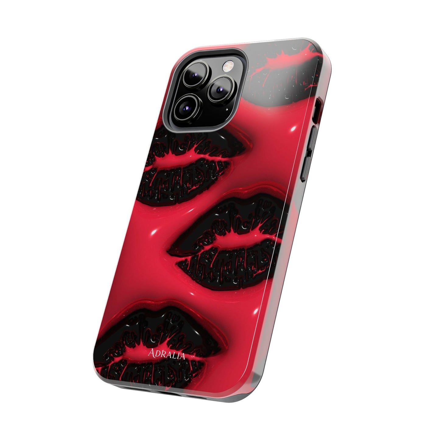 Tough Phone Case – Red Gloss Kiss Print, Shockproof Protective Cover