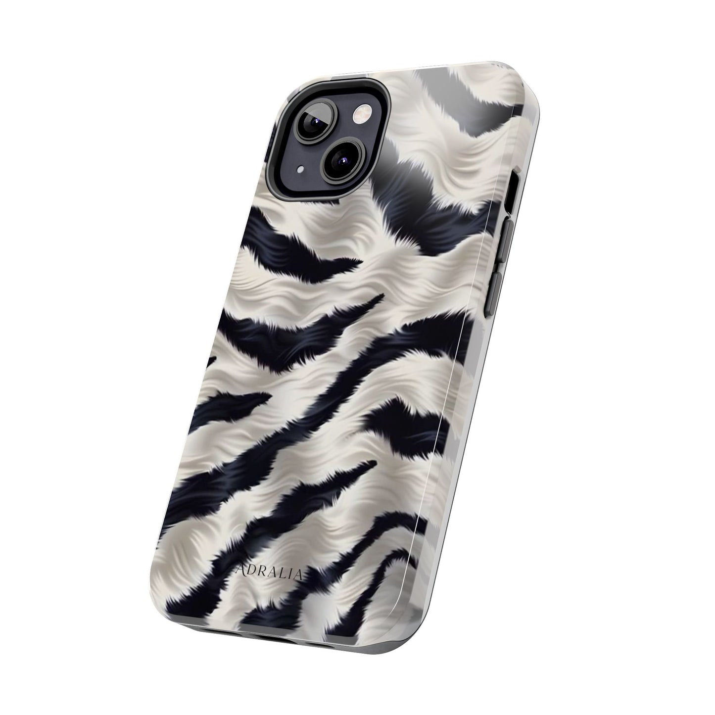 Faux Fur Zebra Tough Phone Case — Black & Ivory Animal Print