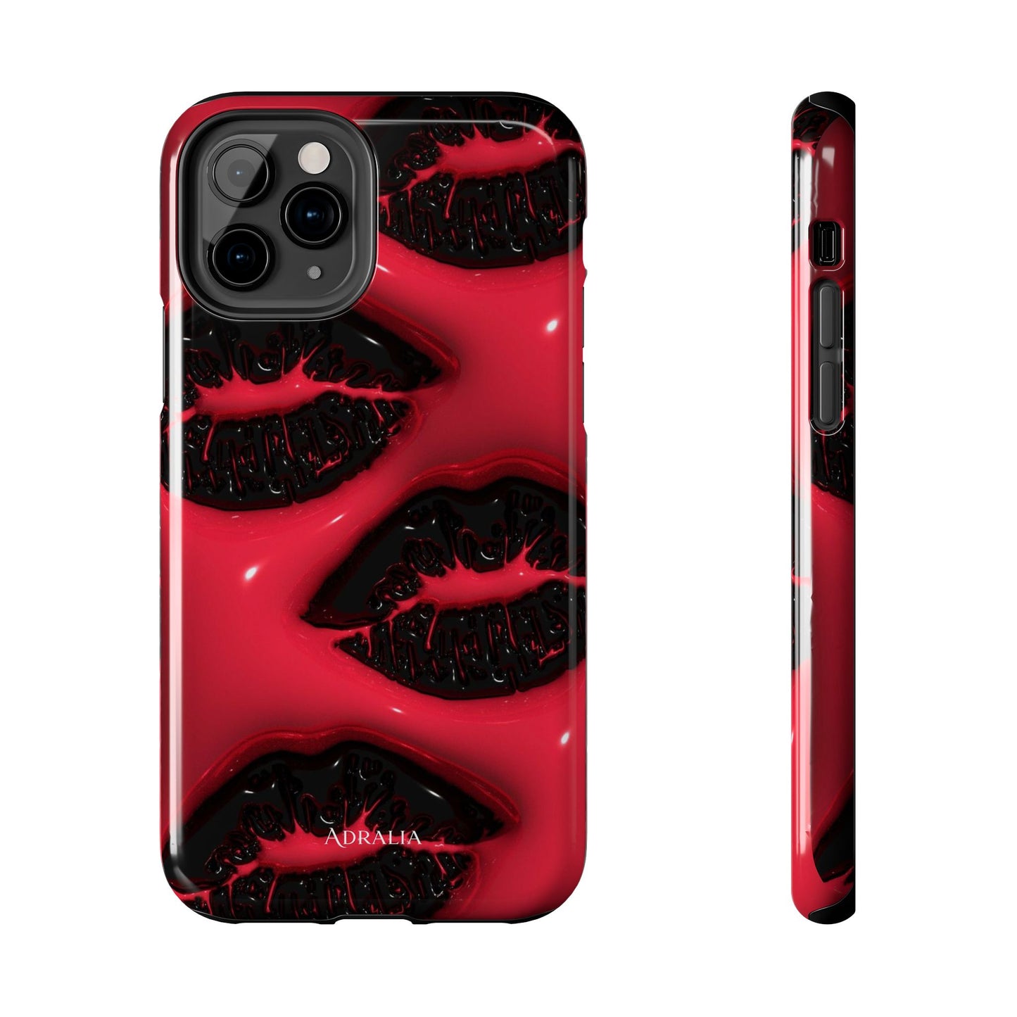 Tough Phone Case – Red Gloss Kiss Print, Shockproof Protective Cover