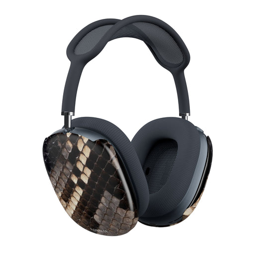 Snake Skin AirPods Max Shell Case — Realistic Brown Python Print Headphone Covers