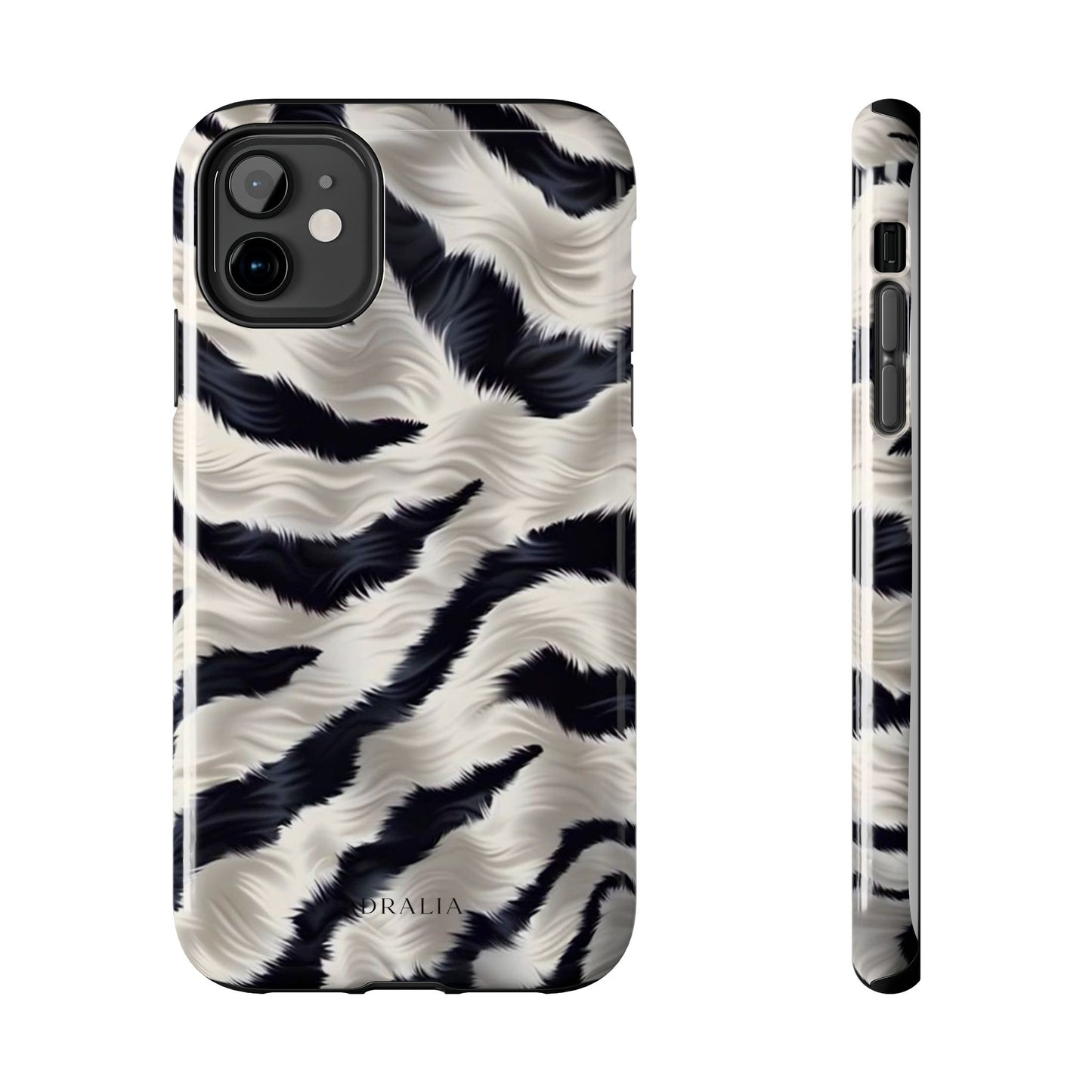 Faux Fur Zebra Tough Phone Case — Black & Ivory Animal Print