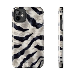 Faux Fur Zebra Tough Phone Case — Black & Ivory Animal Print